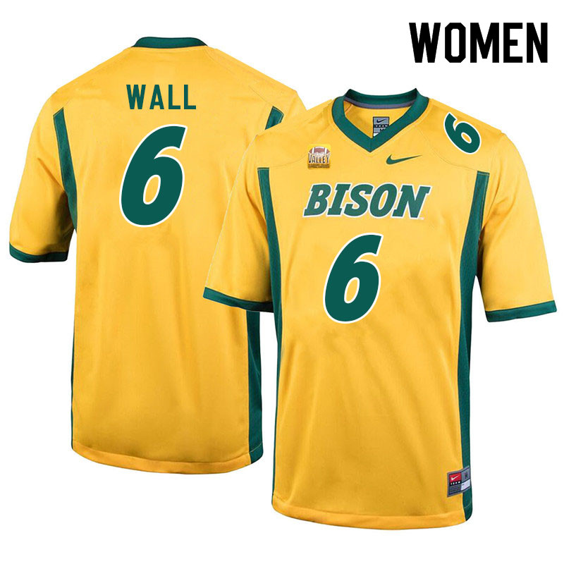 Women #6 Cedric Wall North Dakota State Bison College Football Jerseys Sale-Yellow